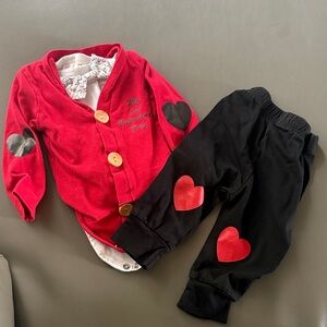Red and Black Heart Baby Outfit